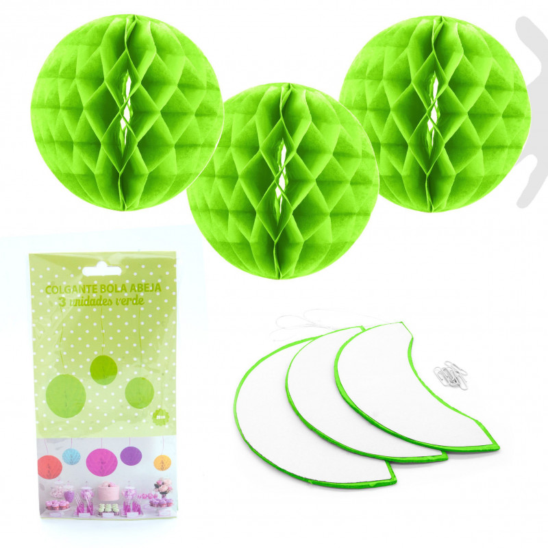 Boule abeille 3u.20cm verte