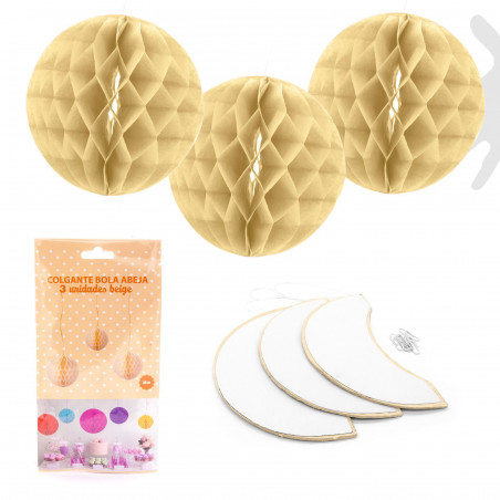 Boule abeille 3u.20cm beige