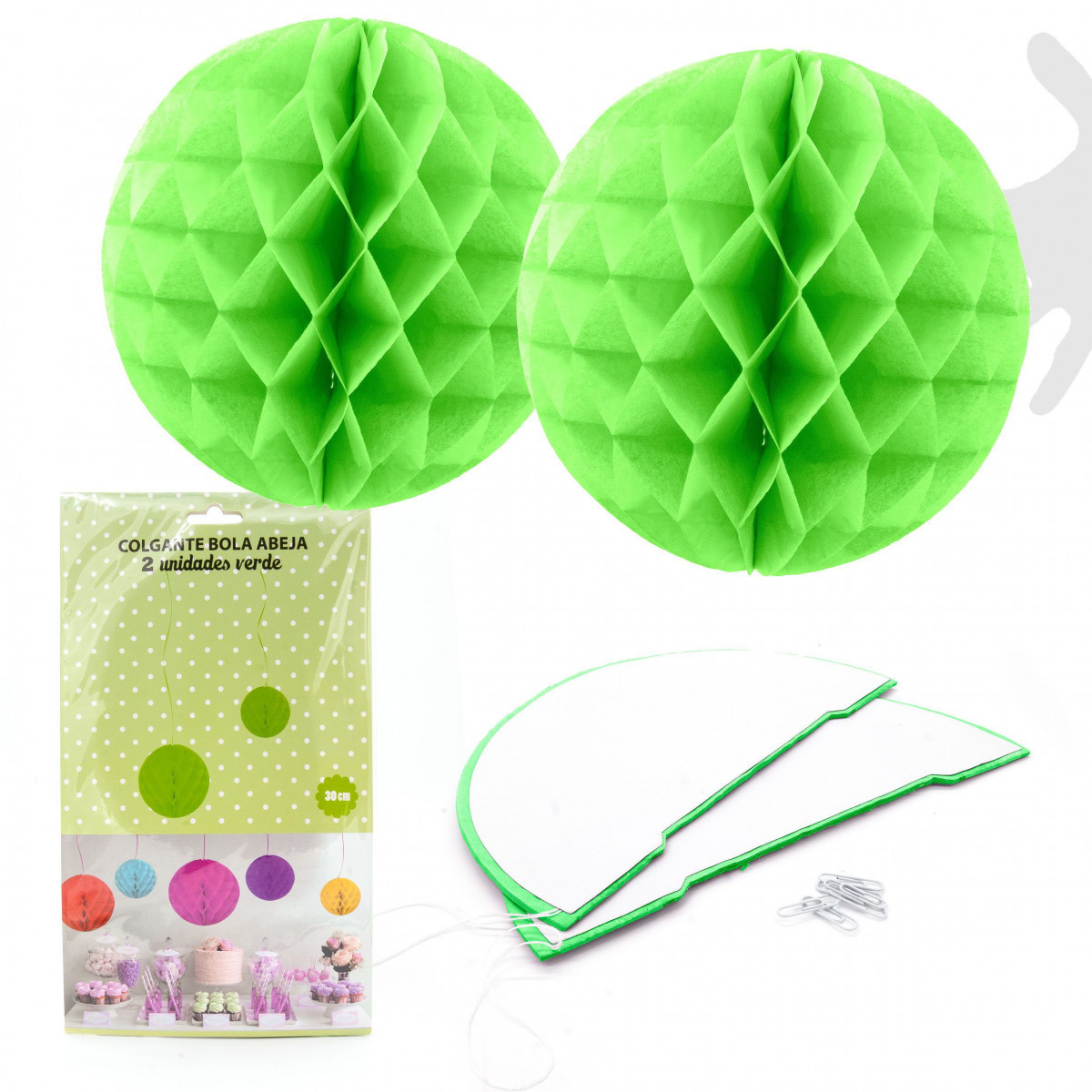 Boule abeille 2u.30cm verte