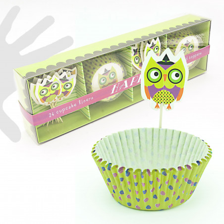 Moule à muffins + piques hibou