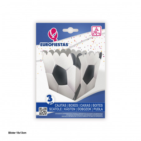 Boîte à pop-corn design football pack de 3 unités