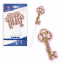 Topper clé bord rose
