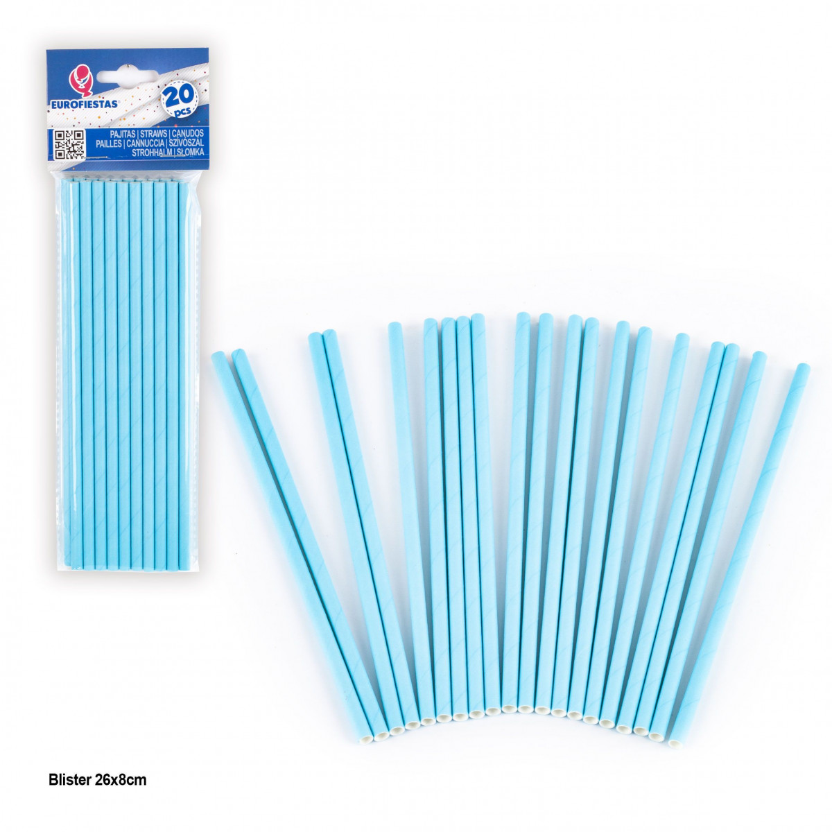 20 pailles bleues unies