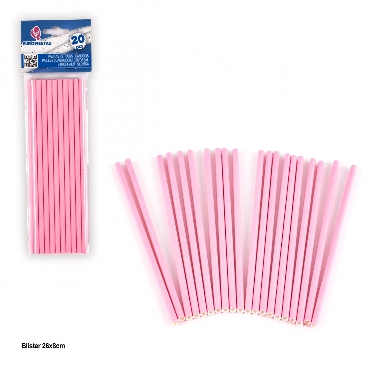 20 pailles roses unies
