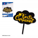 Topper joyeux anniversaire nuage noir et or