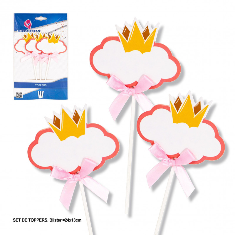 Toppers nuage couronne rose