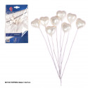 Toppers coeurs blancs 11cm 8pcs