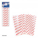 Pailles blanches cœurs rouges 20pcs