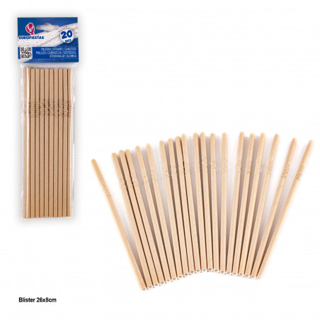 Pailles lisses marron clair 20pcs