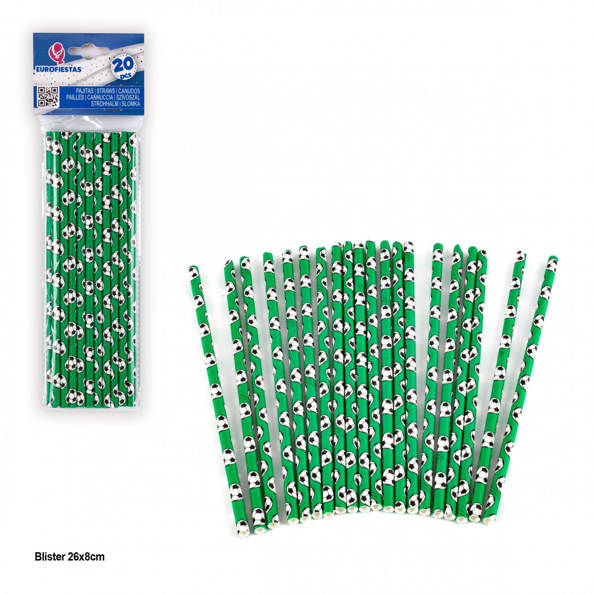Pailles en papier avec design de football Pack de 20 pour fêtes
