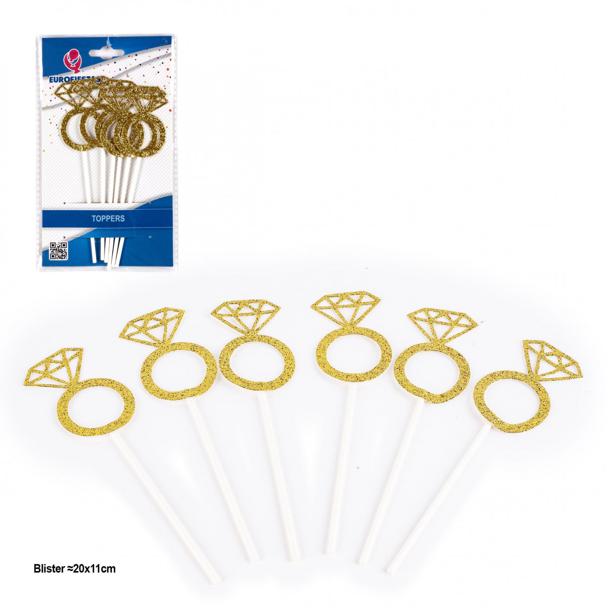 Topper bagues avec diamant paillettes or 6pcs