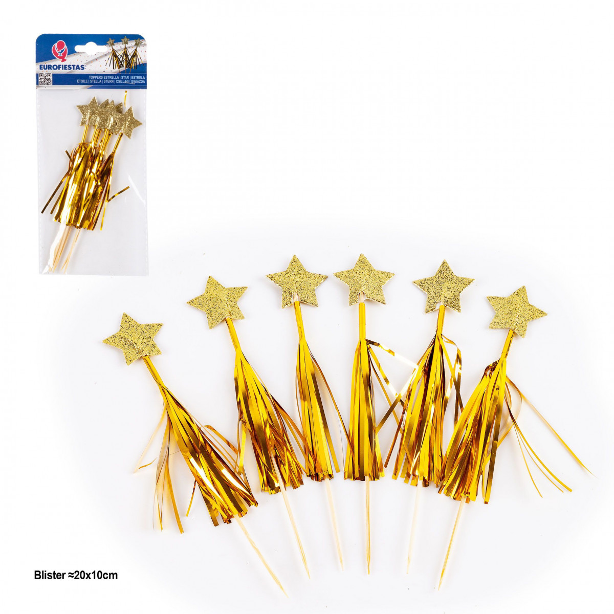 Topper palmiers métallisés avec étoile 6pcs or