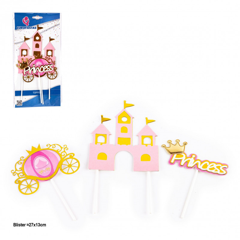 Topper château voiture et princesse 3pcs