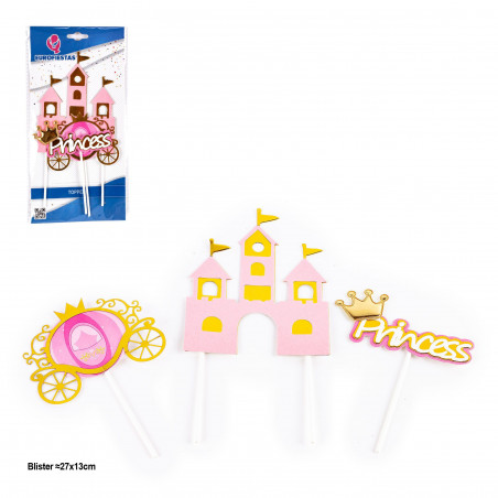 Topper château voiture et princesse 3pcs