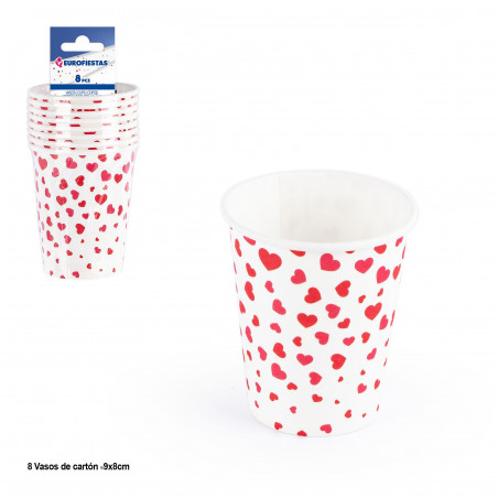 Verre 8 couleurs avec coeurs et pluie d'amour