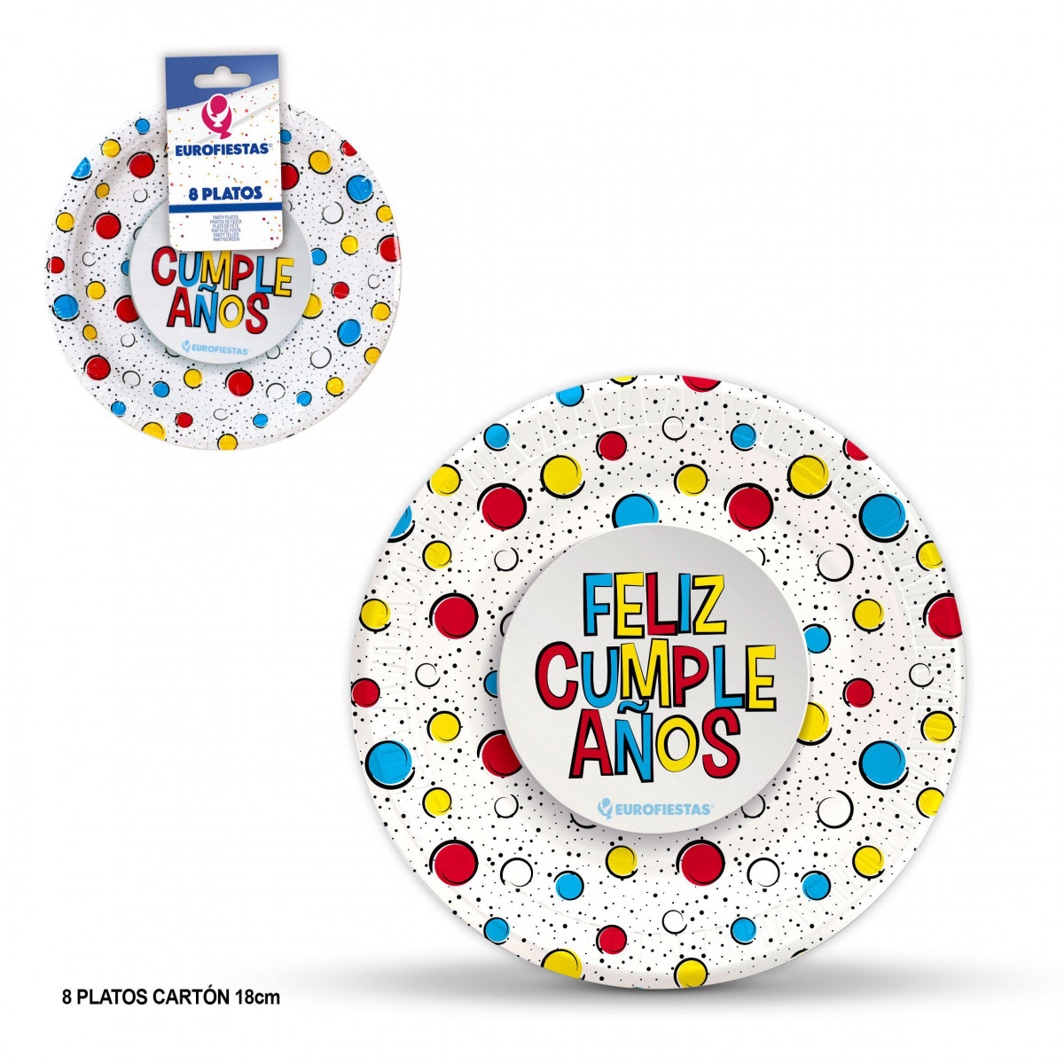 Assiette 18cm collection pois colorés joyeux anniversaire