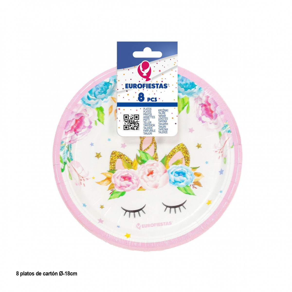 Assiette 18cm collection licorne rose