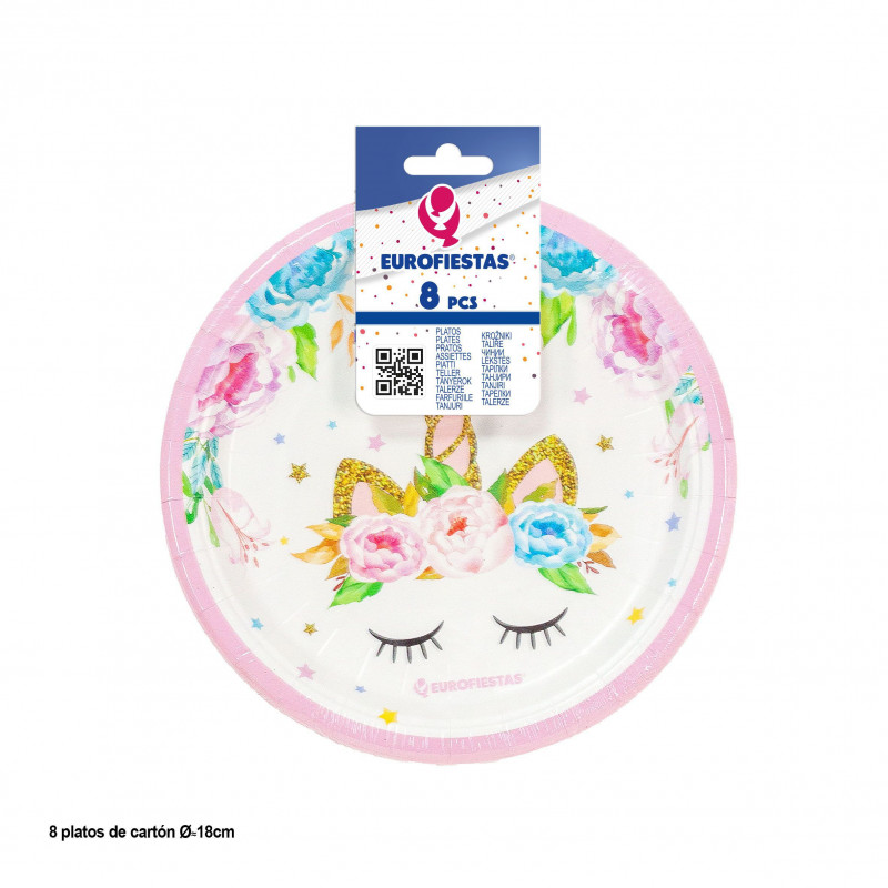 Assiette 18cm collection licorne rose