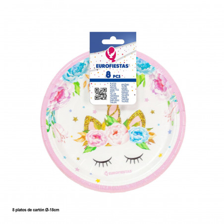 Assiette 18cm collection licorne rose