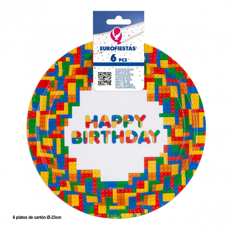 Assiettes en carton motif bloc « Joyeux anniversaire », lot de 6