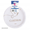 Assiette 6pcs 23cm colunion communion silhouette colombe or
