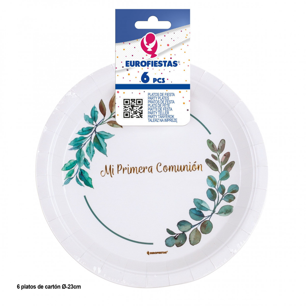 Assiettes en carton « Ma première communion » – Lot de 6