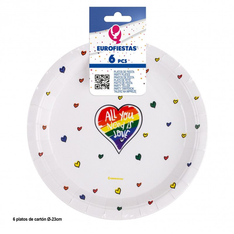 Assiette 6 pièces 23 cm col tout ce dont vous avez besoin c'est de l'amour et de la fierté