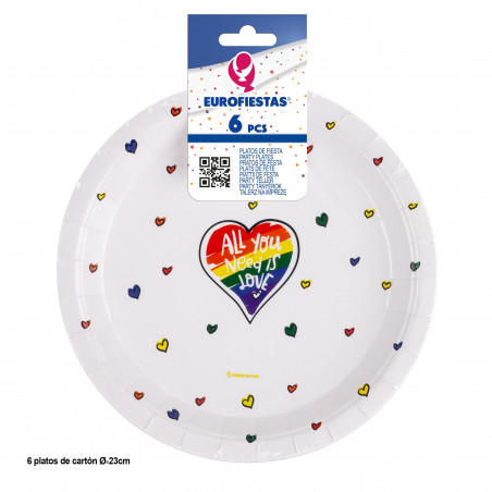 Assiette 6 pièces 23 cm col tout ce dont vous avez besoin c'est de l'amour et de la fierté