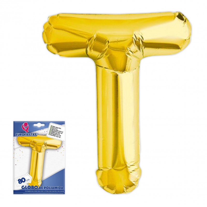 Ballon en foil lettre t hauteur 80cm.