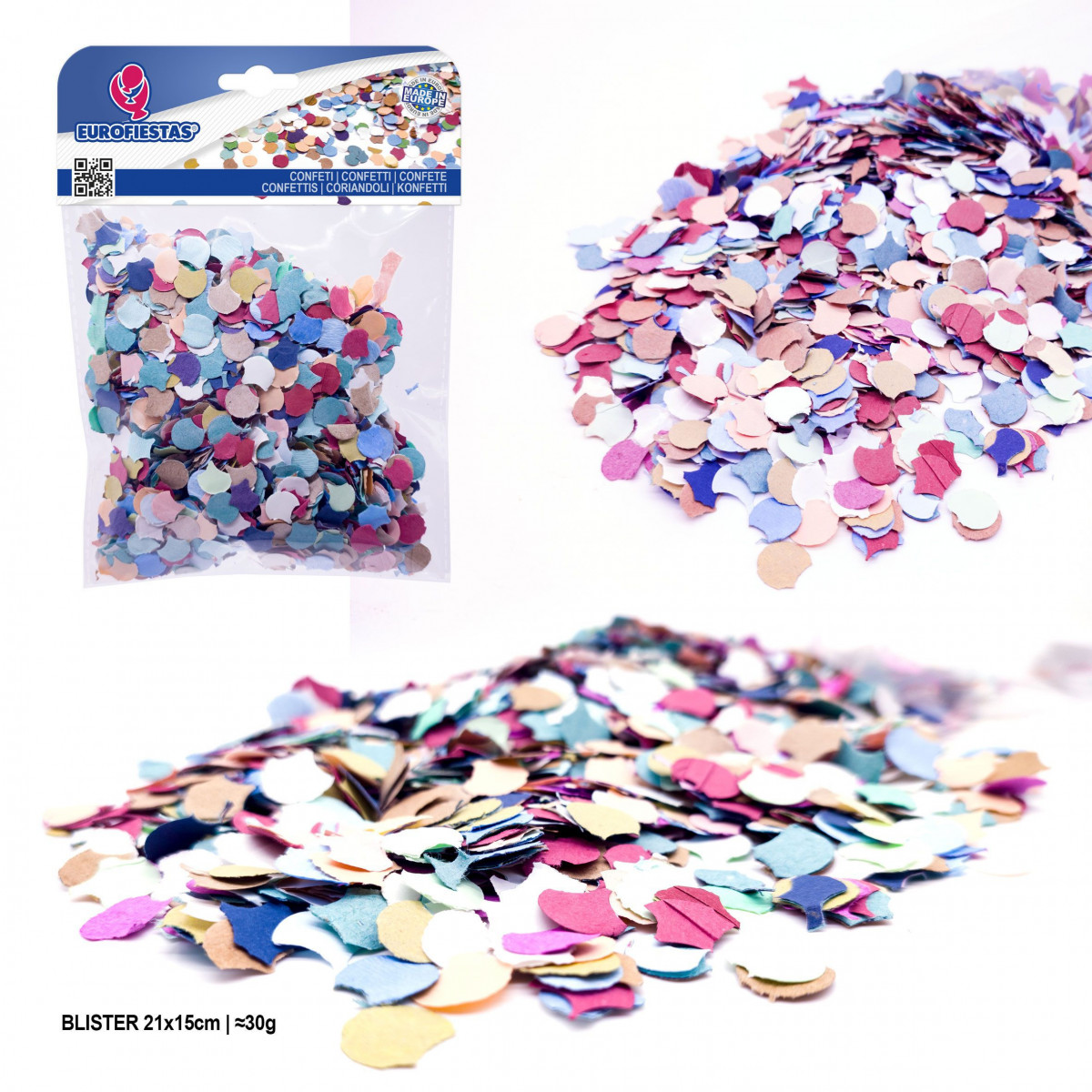 Confetti en blister 30g arc-en-ciel