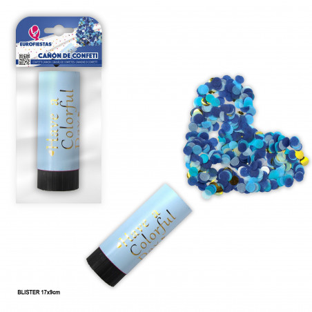 Canon à confettis dorés et bleus