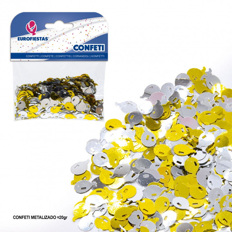 Confetti métallisé doré et argenté 20 g de brillance pour vos fêtes