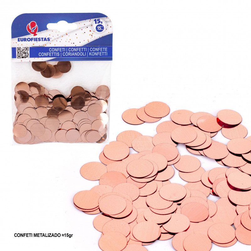 Confettis métalliques 15mm 15g or rose