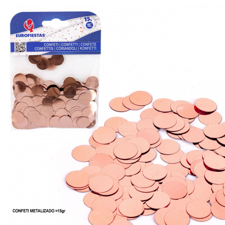 Confettis métalliques 15mm 15g or rose