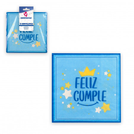 Serviette collection joyeux anniversaire bleue