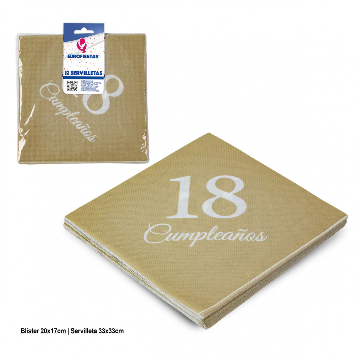 Serviettes collection or 18ème anniversaire