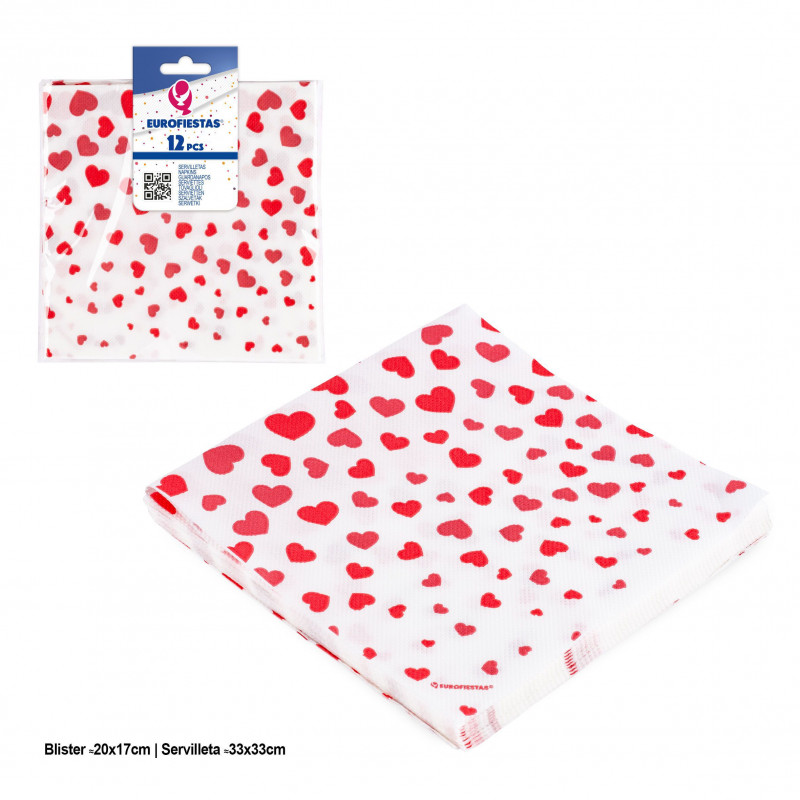 Serviette 12 pcs chou coeur rain love