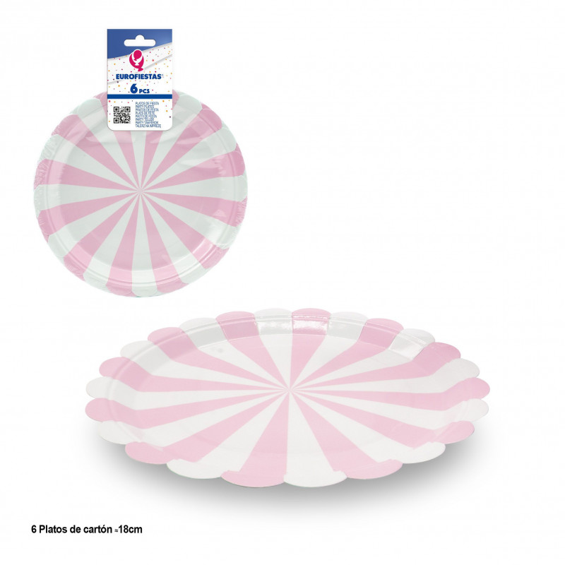 Assiette gâteau soleil 18cm rose