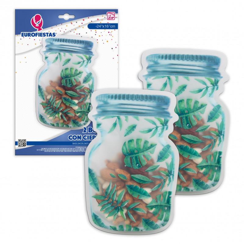 Sac zip 2pcs pot feuilles vertes gr