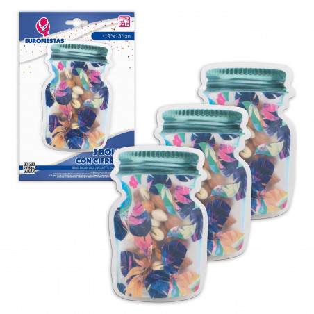 Sac zip 3pcs pot feuilles bleu med
