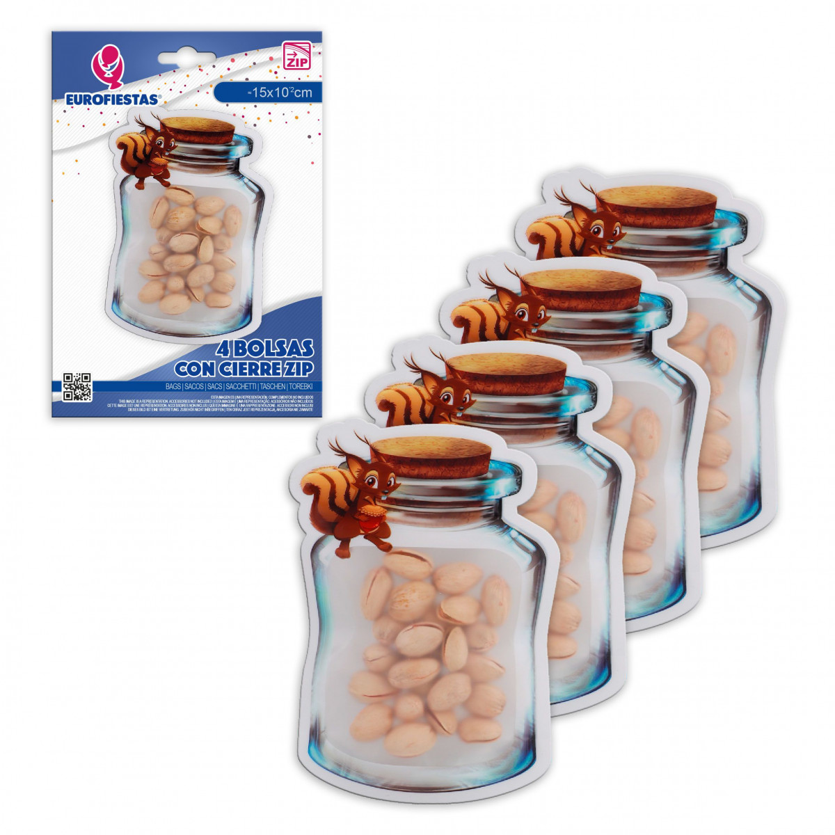 Sac zip 4pcs petit pot écureuil