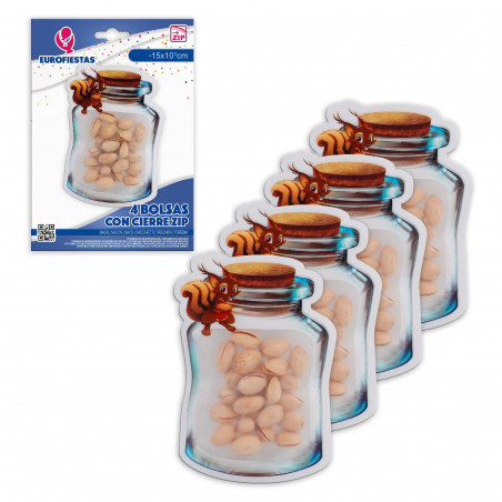 Sac zip 4pcs petit pot écureuil