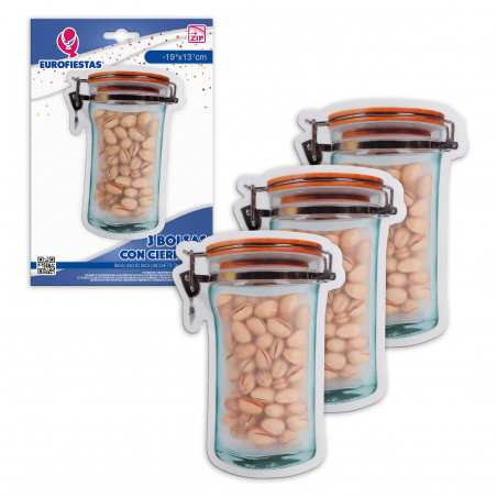 3pcs sac zip bouteille nœuds med