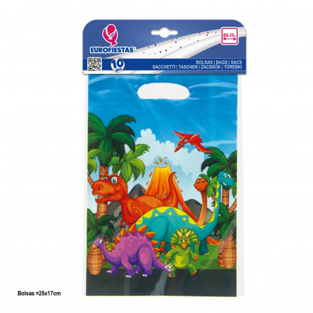 10 sachets 25x16 5cm dinosaures