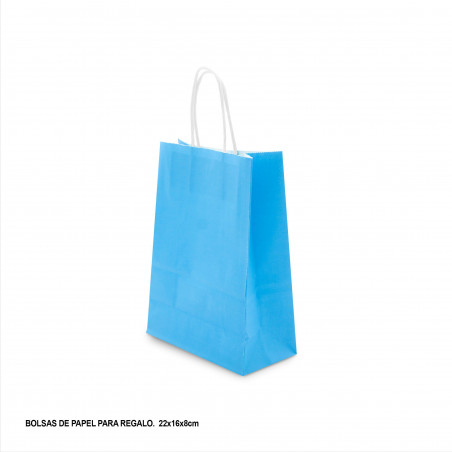 Sac en papier 22x18x8cm bleu clair