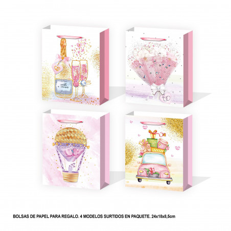 Sac de mariage aquarelle paillettes 240x180x85mm 4ms