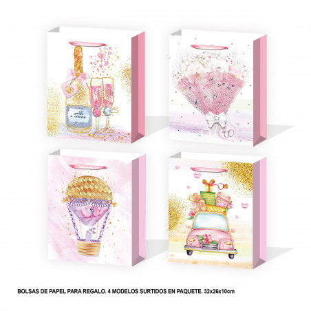 Sac de mariage aquarelle paillettes 320x260x100mm 4ms
