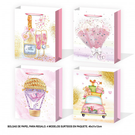 Sac de mariage aquarelle paillettes 400x310x120mm 4ms