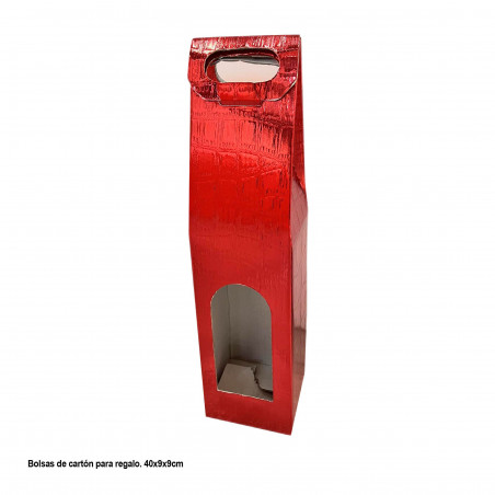 Sac à vin avec fenêtre rouge 90x90x40mm.