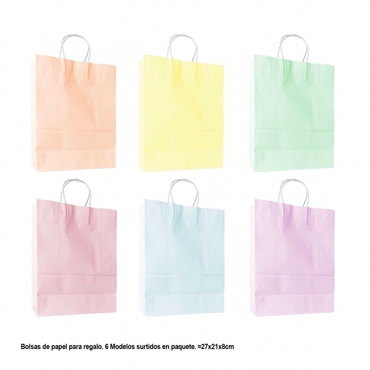 Sac pastel couleur macaron 27x21x8cm 6ms med